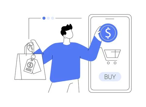 Virtual sales abstract concept vector illustration. Ilustração Stock