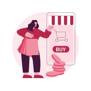 Virtual sales abstract concept vector illustration. Ilustração Stock