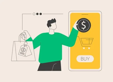 Virtual sales abstract concept vector illustration. Ilustração Stock