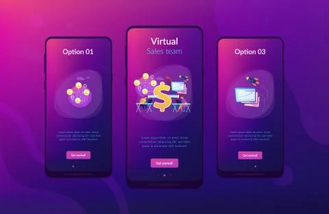 Virtual sales app interface template. Illustrazione stock