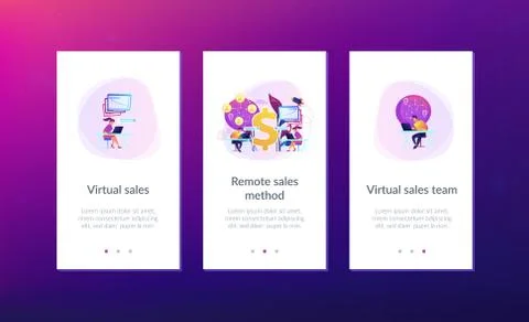 Virtual sales app interface template. 스톡 일러스트