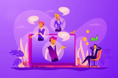 Virtual sales concept vector illustration. Stock Illustration