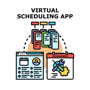 Virtual scheduling app managing online appointments concept Stock-Illustration