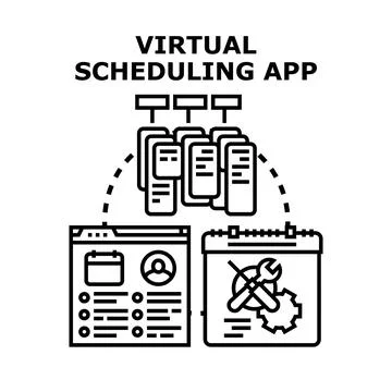 Virtual scheduling app managing online appointments concept Stock Illustration