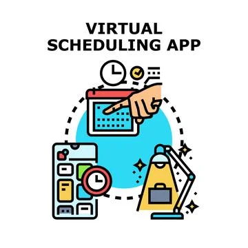Virtual scheduling app planning work agenda Stock Illustration