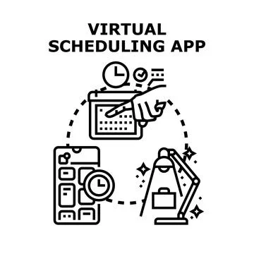 Virtual scheduling app planning work agenda Stock Illustration