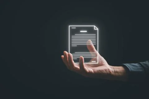 Virtual screen displaying folder icon and automation software Stock Photos