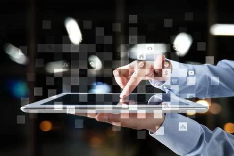 Virtual screen interface with applications icons. APPS. Strategy planning Fotos Stock
