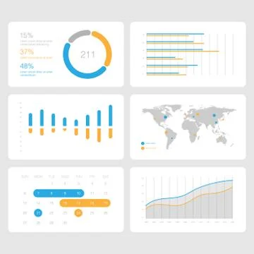 Virtual screen showing data analytics statistics chart dashboard Stock Illustration