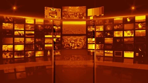Virtual screen studio background golden Video stock 84730035