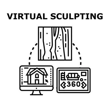 Virtual sculpting creative digital design technology concept Stock Illustration