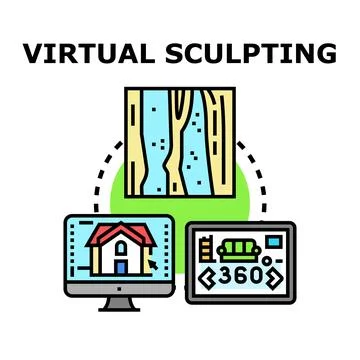 Virtual sculpting creative digital design technology concept Stock Illustration