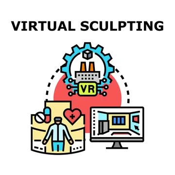 Virtual sculpting process creating 3d models development 스톡 일러스트