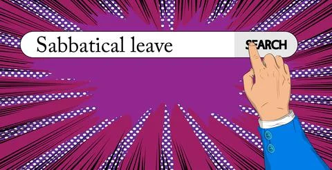 Virtual search bar with the text Sabbatical leave. Businessman pushing his ri Stock Illustration