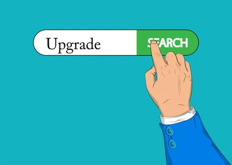 Virtual search bar with Upgrade text, upgrading software program concept. Bus Stock Illustration
