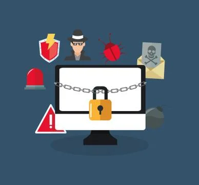 Virtual security system icons image 스톡 일러스트