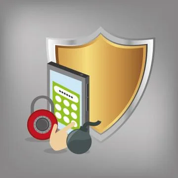 Virtual security system icons image 스톡 일러스트
