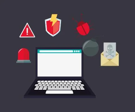 Virtual security system icons image 스톡 일러스트