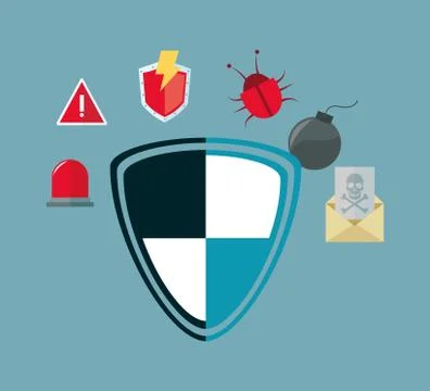 Virtual security system icons image イラスト素材