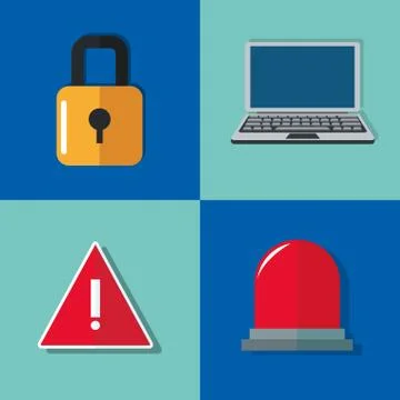 Virtual security system icons image 스톡 일러스트