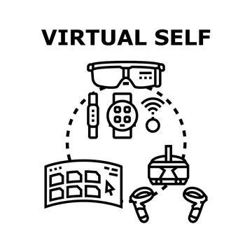 Virtual self in immersive digital reality concept Stock Illustration