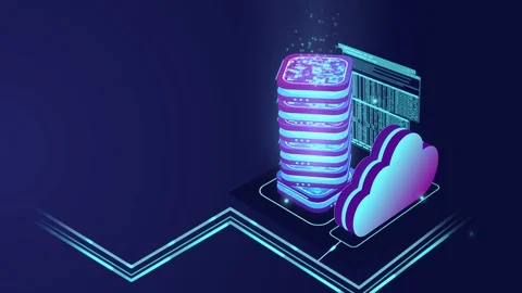 Virtual server and cloud storage, background. Stock Footage 129990397