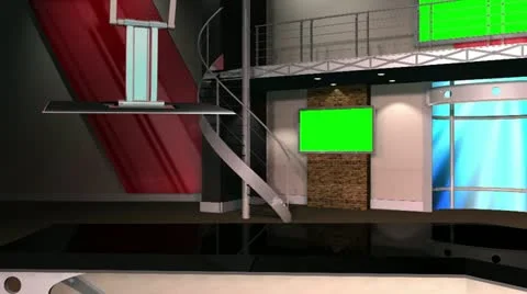Virtual Set 12 - Balcony Newsroom Studio Background Shot Stock Footage