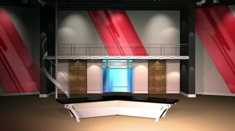 Virtual Set 12 - Establishing Shot Newsroom Studio Background Shot Stock Footage 20481927