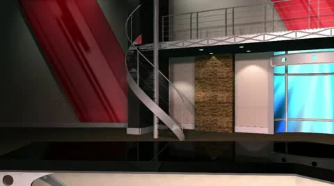 Virtual Set 12 - Left Anchor Newsroom Studio Background Shot Stock Footage