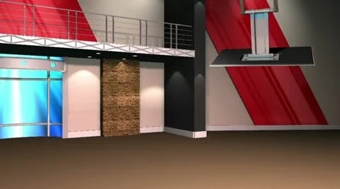 Virtual Set 12 - Newsroom Studio Background Shot with animated monitor Stock Footage 22155164