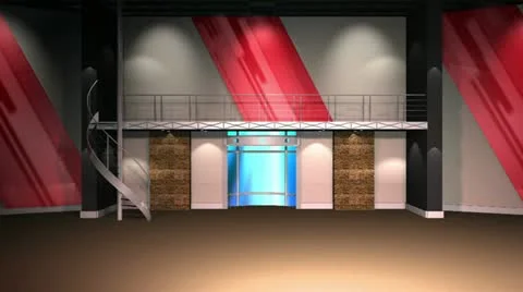 Virtual Set 12 - Newsroom Studio Background Loop Stock Footage 22155499
