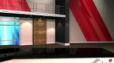 Virtual Set 12 - Right Anchor Newsroom Studio Background Shot Stock Footage 20481983