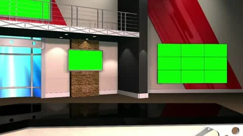 Virtual Set 12 - Right Anchor Newsroom Studio Background Shot Stock Footage