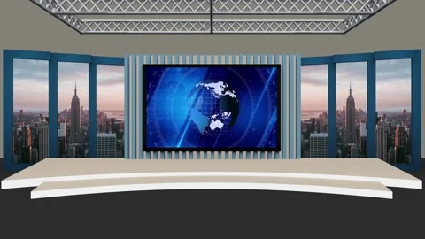 Virtual Set Blue Glob With 3D Background 01 Stock Footage 133896611
