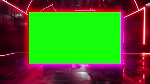 Virtual Set Design Featuring a Green Chroma Key in a Futuristic Corridor Stock Footage 274349136