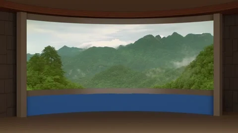 Virtual Set Green Mountain With 3D Background 30 Stock Footage 137247830