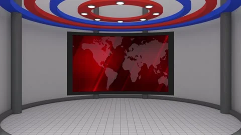 Virtual Set Red World Map With 3D Background 16 Stock Footage 135402063
