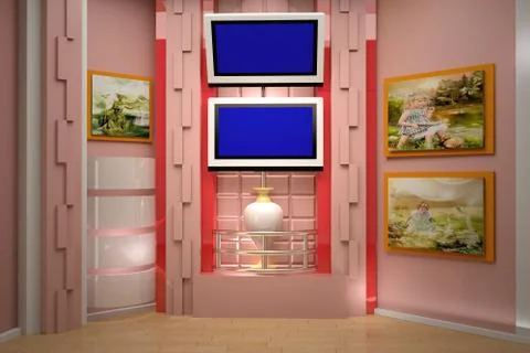 Virtual set studio tv chroma Stock Illustration