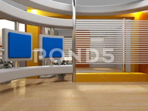 Virtual set studio tv chroma Stock Illustration