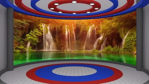 Virtual Set Water Fall With 3D Background 17 Stock Footage 135409078