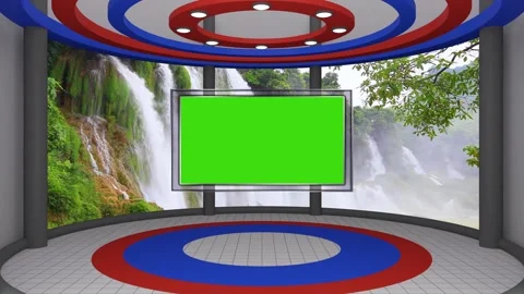 Virtual Set Water Fall &amp; Plasma With 3D Background 18 Stock Footage 135426677