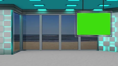 Virtual Set Water Sky &amp; Plasma With 3D Background 09 Stock Footage 135338089