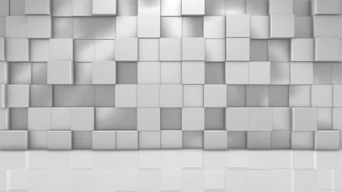 Virtual set white 3D cube render geometric pattern graphic background 스톡 일러스트