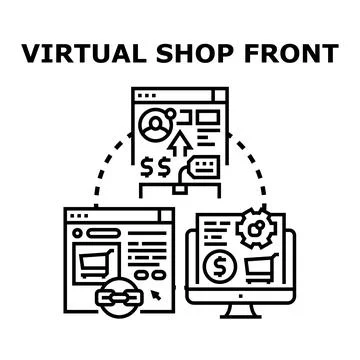 Virtual shop front business e commerce online concept Stock Illustration