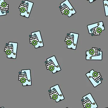 Virtual shopping cart augmented reality vector seamless pattern Illustrazione stock