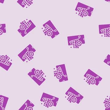 Virtual shopping cart augmented reality glyph seamless pattern イラスト素材