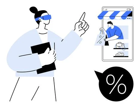 Virtual Shopping Experience Augmented Reality and E-commerce Technology Int.. Stock-Illustration