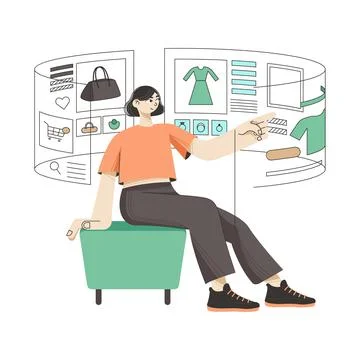 Virtual shopping in stores illustration Stock Illustration
