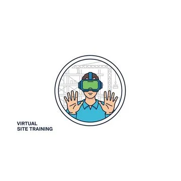 Virtual site training illustration with vr headset user Illustrazione stock