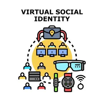 Virtual social identity concept presenting diverse digital connections Stock Illustration